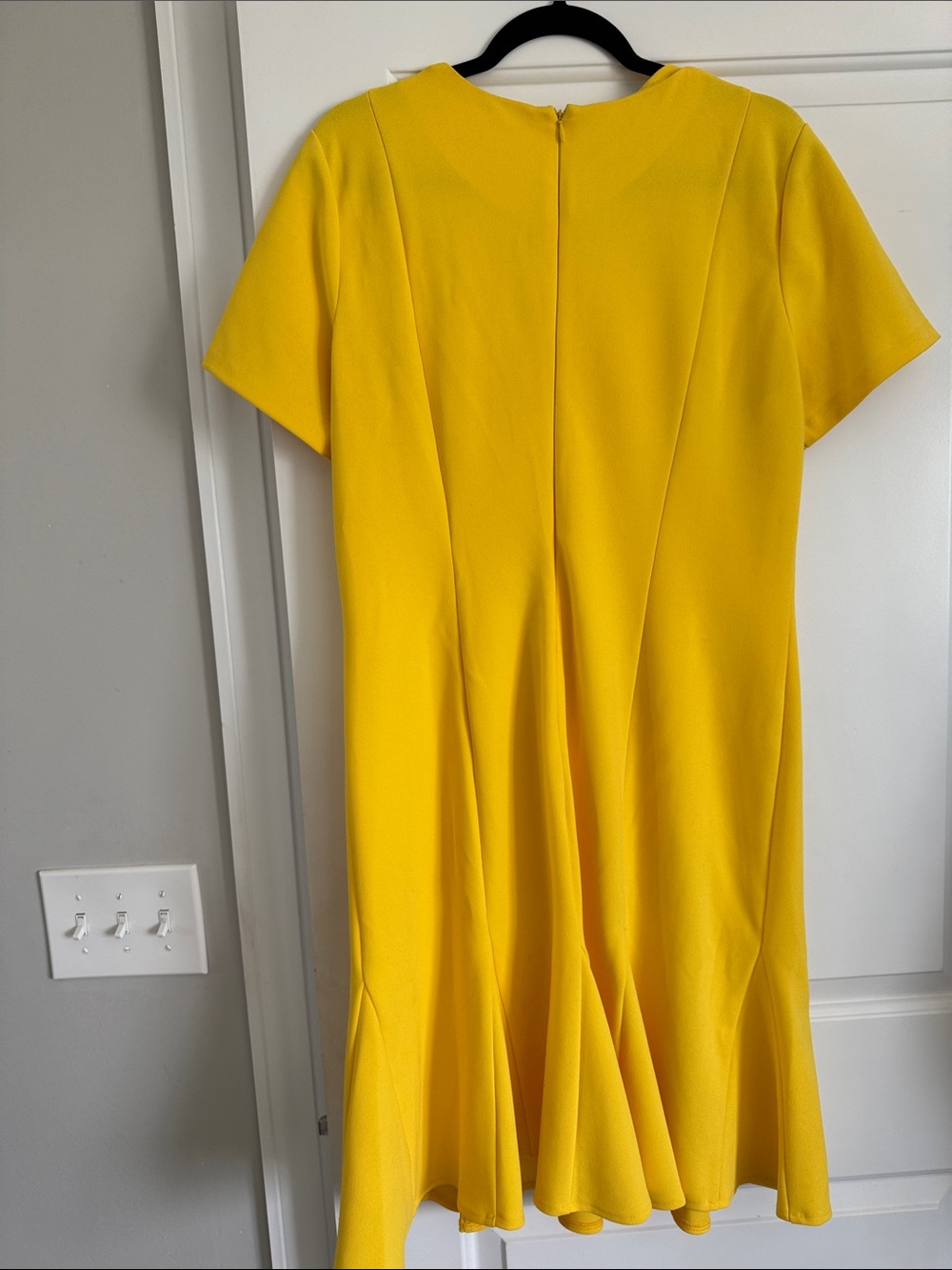London Times Yellow Short-Sleeve Midi Dress